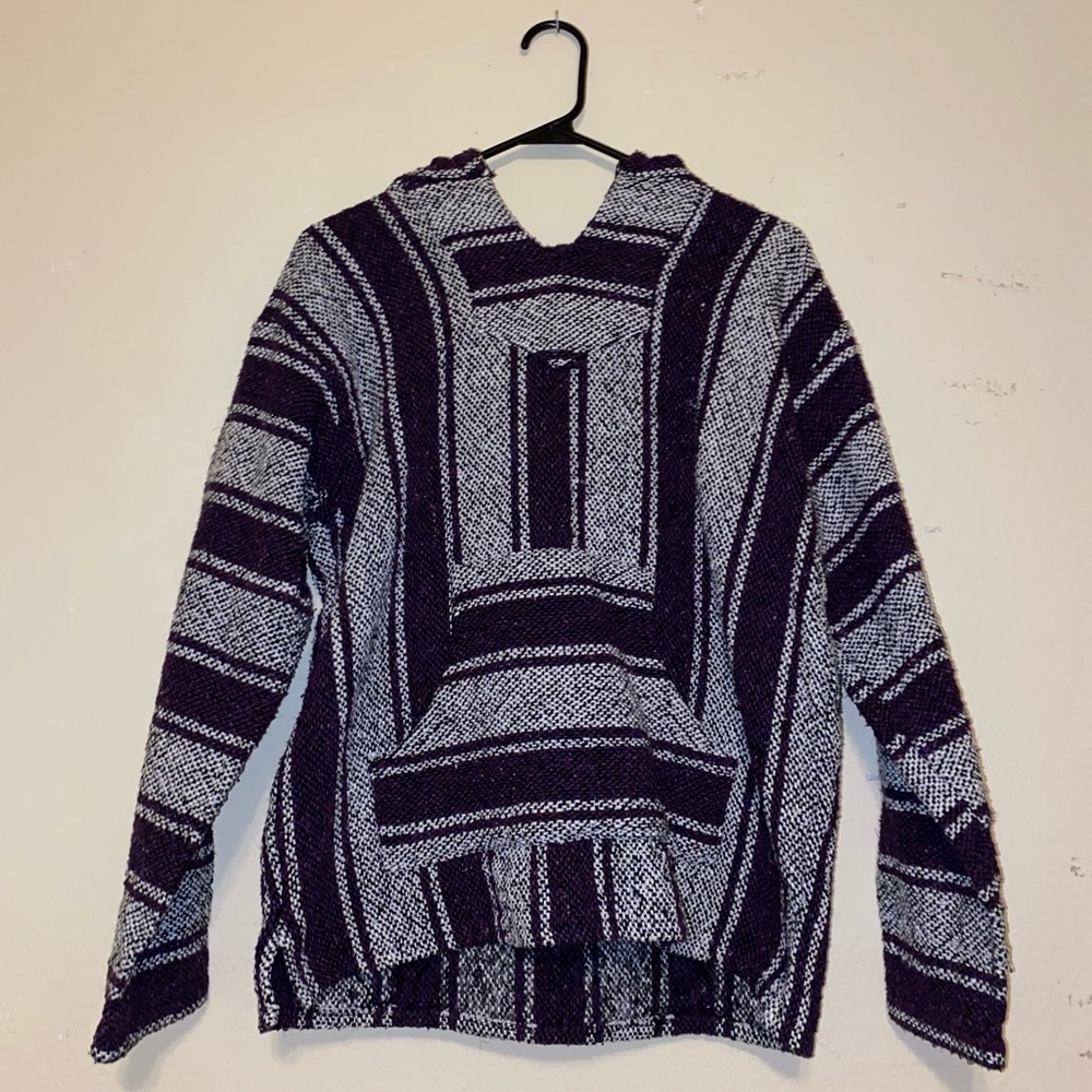 purple and white authentic mexican baja hoodie